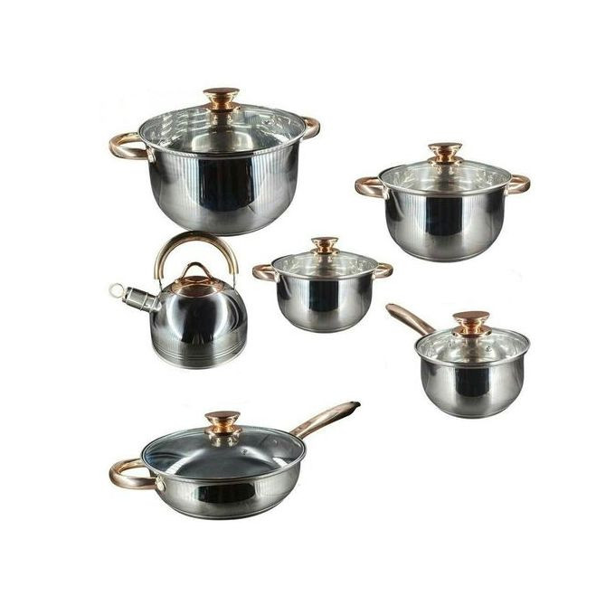 12 Piece Heavy Stainless Steel Saucepans/Cookware - Silver