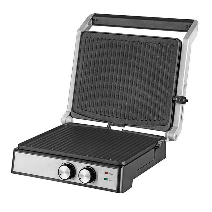 Electric Detachable ContactS teak BBQ Meat Grill Pan Machine Flat Plate Sandwich Panini Press Grill With Dual Knob Control Hamburger Maker -Black Avinas