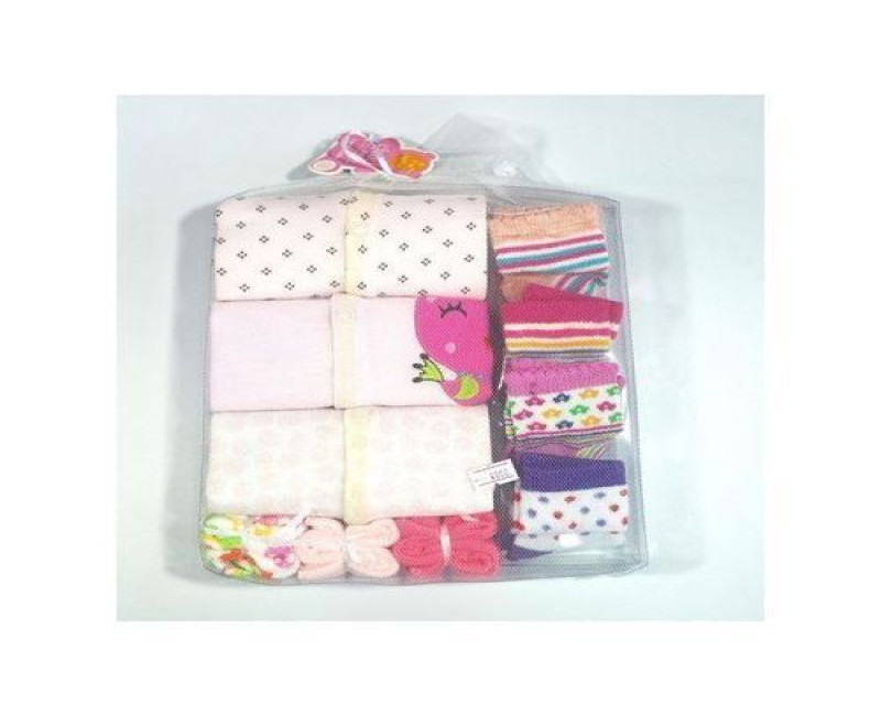 3Pcs Of Baby Girl Overalls + 4 Pairs Of Socks + 3 Washcloths - Multicolor.