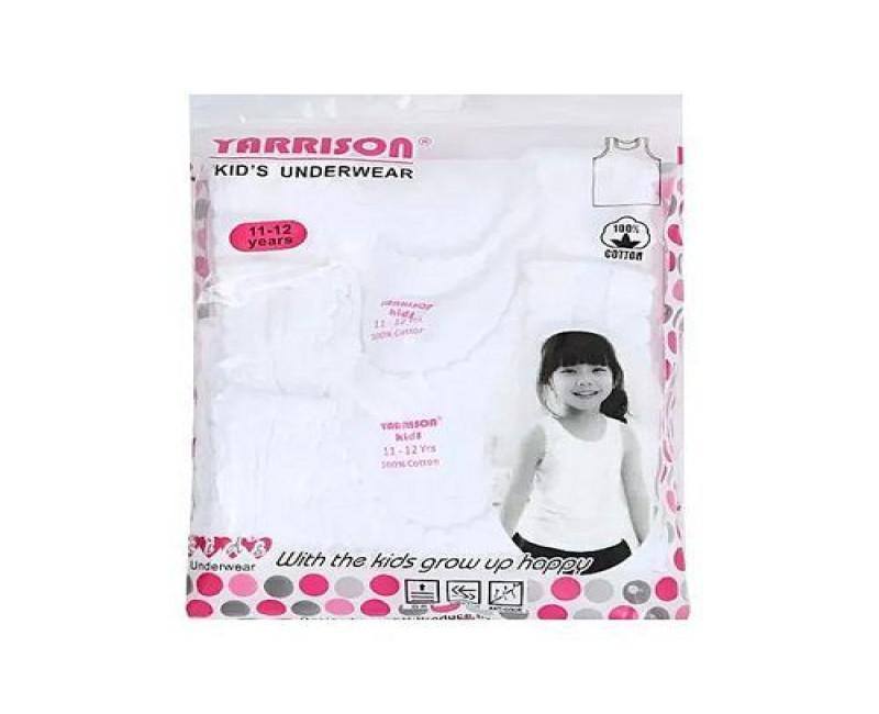 3 Pack of Girls Cotton Vests - White