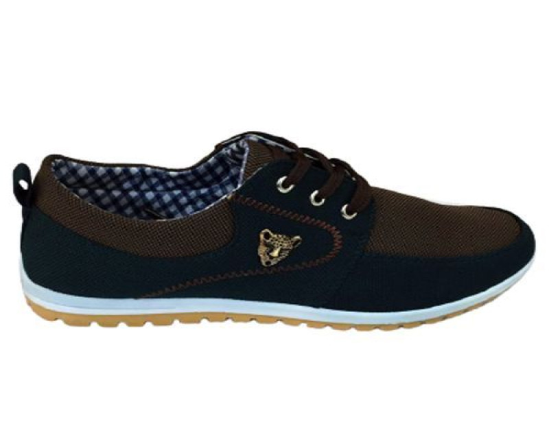 Men's Lace Up Sneakers - Navy Blue,Brown,White