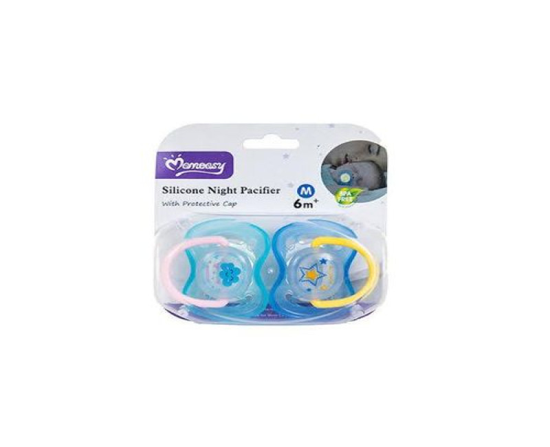 Momeasy Silicone Night Pacifier 6M+Double Multicolour