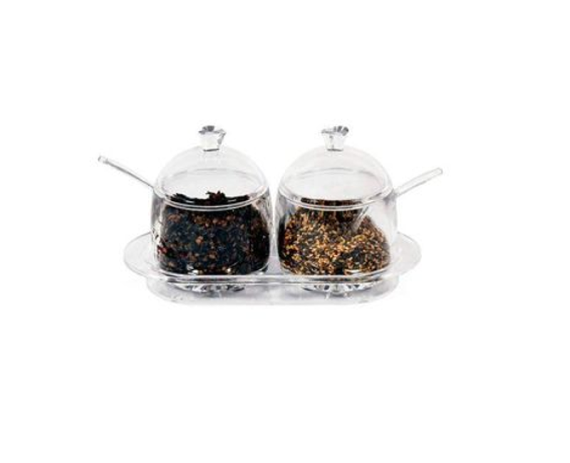 Acrylic Spice Jar Kitchen Storage Bottle Salt Jar Sugar Bowl Box Set- Clear.