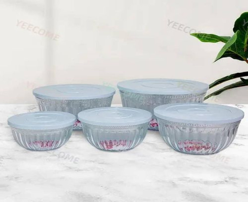 5 Pieces Of Clear Plastic Salad Bowls with Airtight Lids, Disposable To Go Salad Containers for Lunch, Meal, Party, BPA Free Clear Mixing Bowls for Acai, Green Salads, Fruits, Nuts