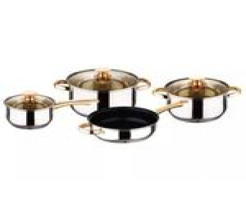 7 Pcs Stainless Steel Induction Casserole Saucepans Pots Cookware Set-Silver.