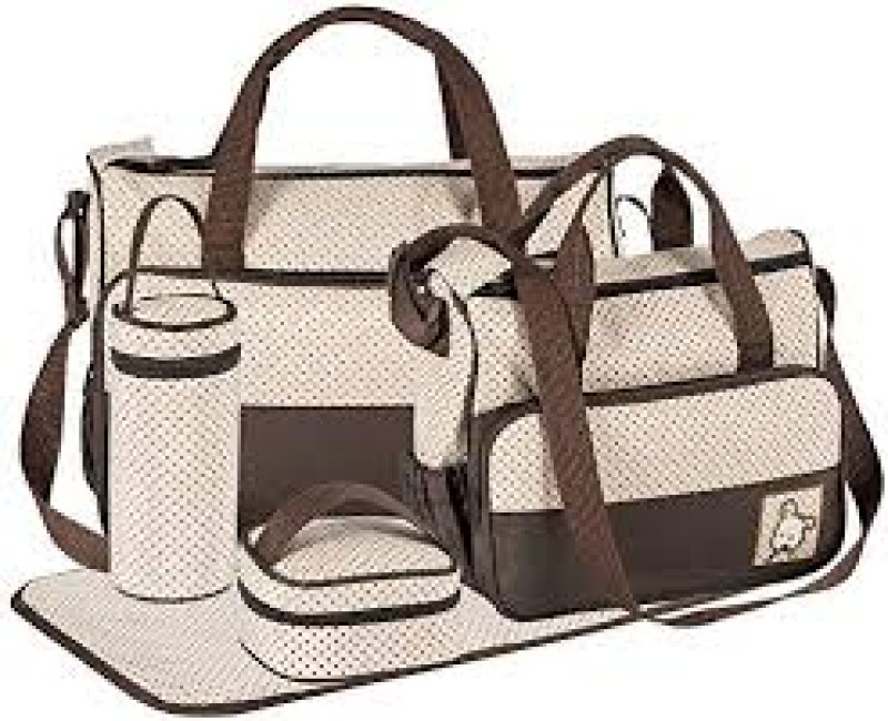 Multi-Function Baby Diaper Changing Bag, 5 Piece Set - Brown