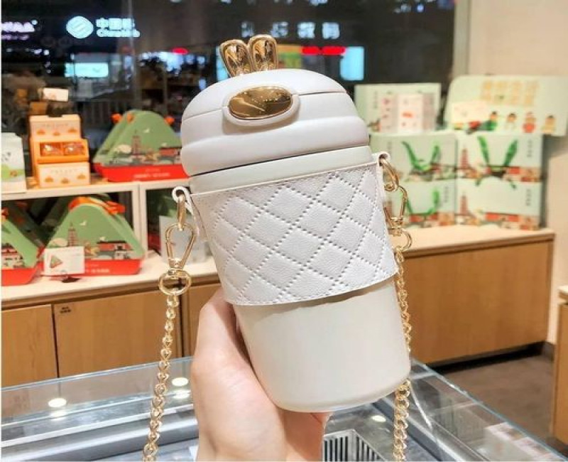 Fancy Portable ThermosTravel Mug Flask Bag Cup-Black.