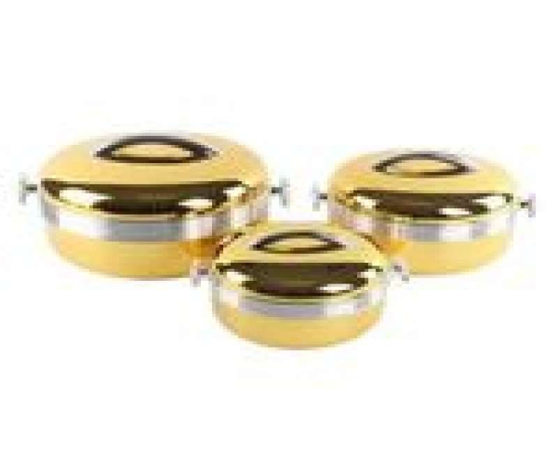 3Pcs/ Set/1/ 2/3.5 Liter Thermal Insulated Food Warmer Gilded Lunch Box Hot Pot Casserole Event Party Dishes- Multicolor