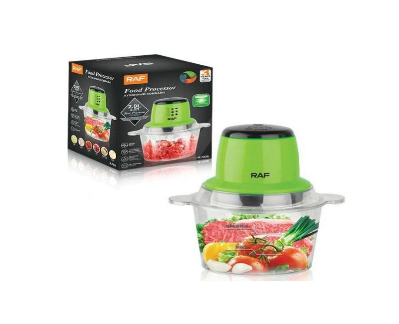 Multifunctional 2L Plastic Food Cutter Vegetable Chopper Yam Pounder Meat Grinder Food Processors- Green RAF