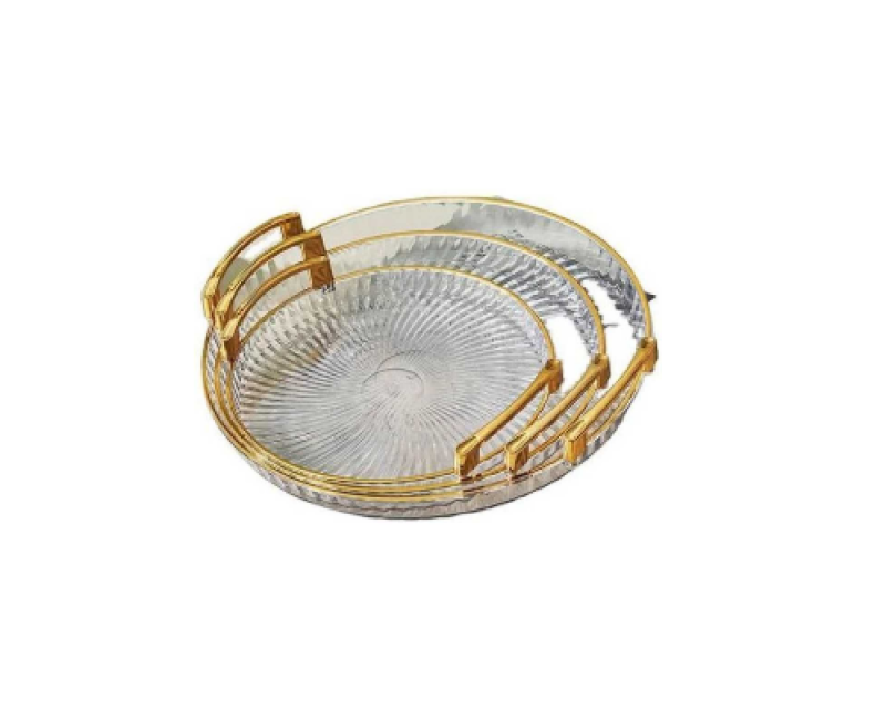 3 Pieces Of Round Food Tray Fruit Tea Table Serving Tray Home Desktop Storage Organizer for Hotel Storage Platters