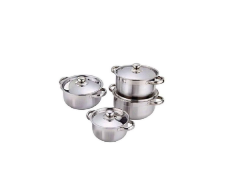 8 Pieces Of Stainless Steel Saucepans Cookware Pots Serving Dishes- Multicolor