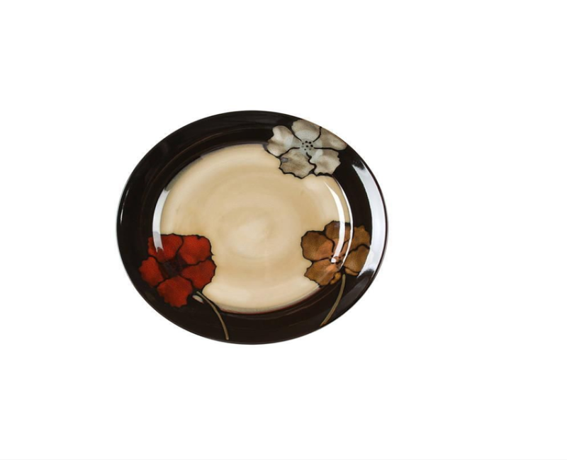 6 Piece Multi flower Food Ceramic Dinner Plates Microwave, Oven, and Dishwasher Safe, Scratch Resistant, Modern Rustic Dinnerware- Kitchen Porcelain Serving Platter- Multicolor