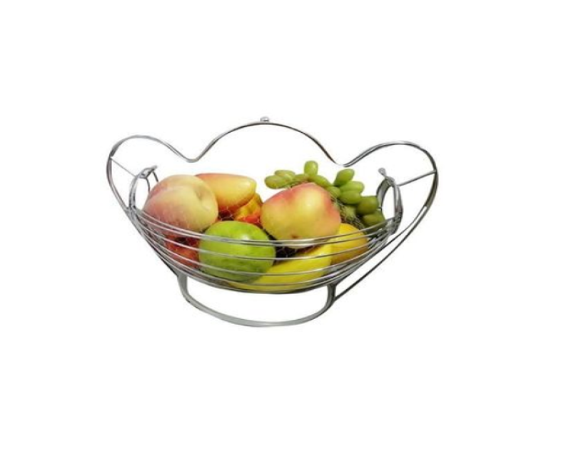 Metallic Fruit Storage Basket Holder- Silver
