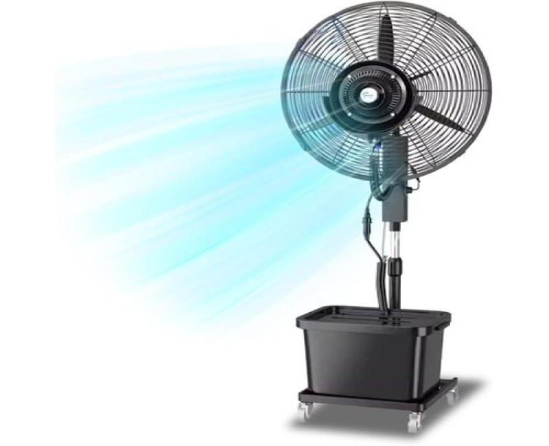Industrial Misting Fan Commercial Pedestal Fan, Heavy Duty Pedestal Oscillating Spray Fan, 3 Cooling Speeds, 90 Degree Oscillation Cooling Misting Fans with 40L Water Tank, Floor Standing Industrial Fan, Adjustable Height- Black