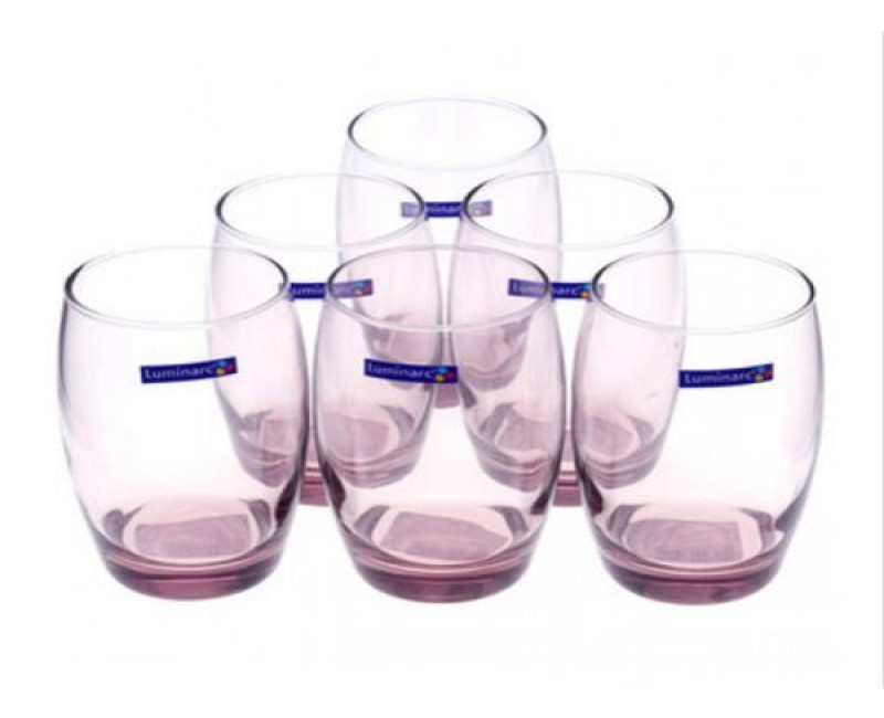 6 Pieces Of Oval Colored Luminarc Juice Glasses-Purple. Luminarc
