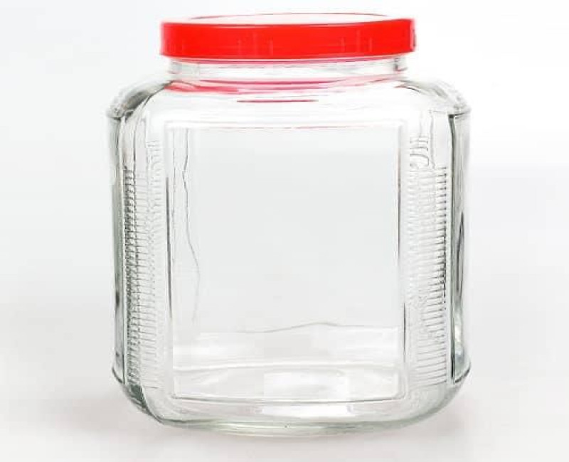 2.6 Squre L Glass Cereal Cookies Storage Jar Container Bottle Tin- Clear Bon Appetit