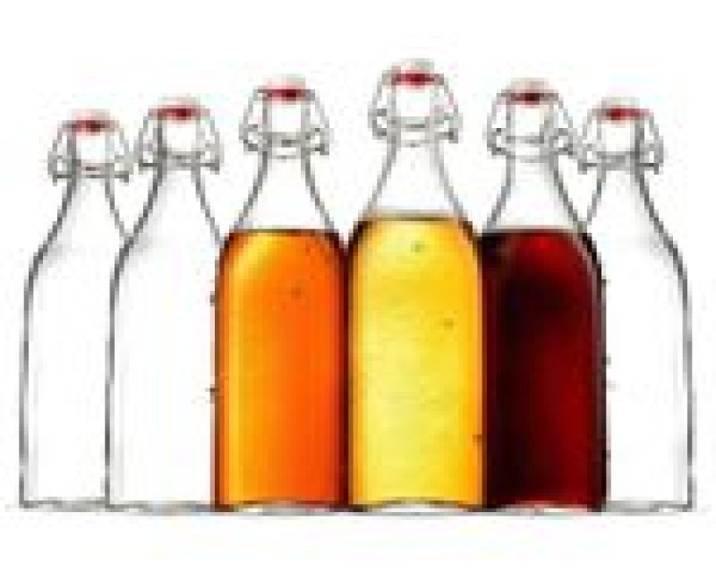 Homeprism Stylish Transparent Glass Bottle with Swing Top Cap - 1Ltr - Set of 6 for Kombucha, Beer, Water, Soda – Airtight Lierages, Oil, Vinegar, Kod