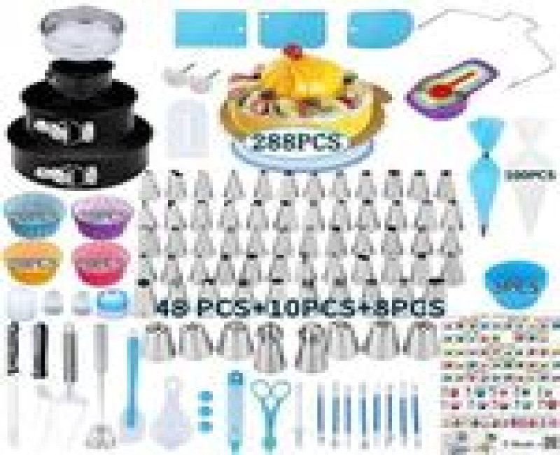288 Pieces Of Cake Baking,Decorating Kit Set, Blue.