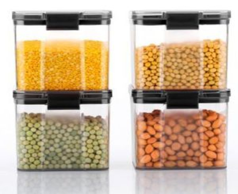 1300ml 4-Piece Plastic Transparent Plain Storage Box Tins Containers -Multi-colour.
