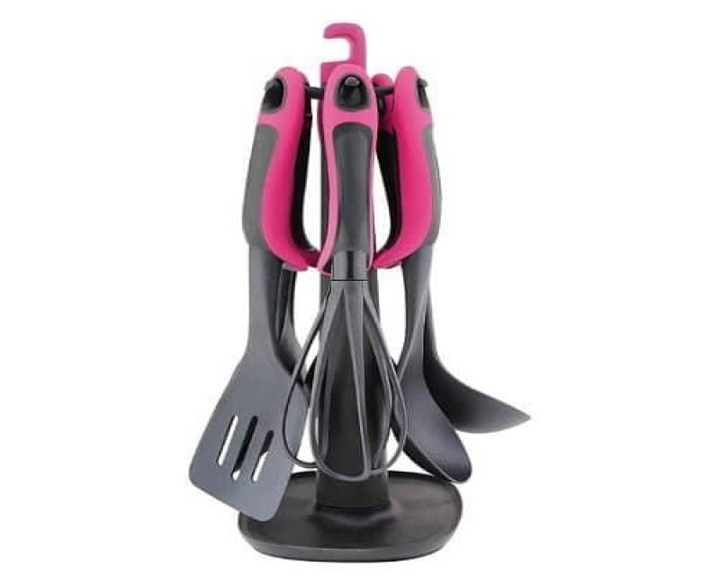 7 Piece Silicone Non Stick Kitchen Tool Cooking Utensils Serving Spoons Laddle Set- Multicolor