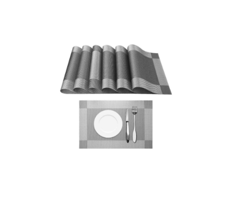 6 Pcs Of Table Mats - Grey.