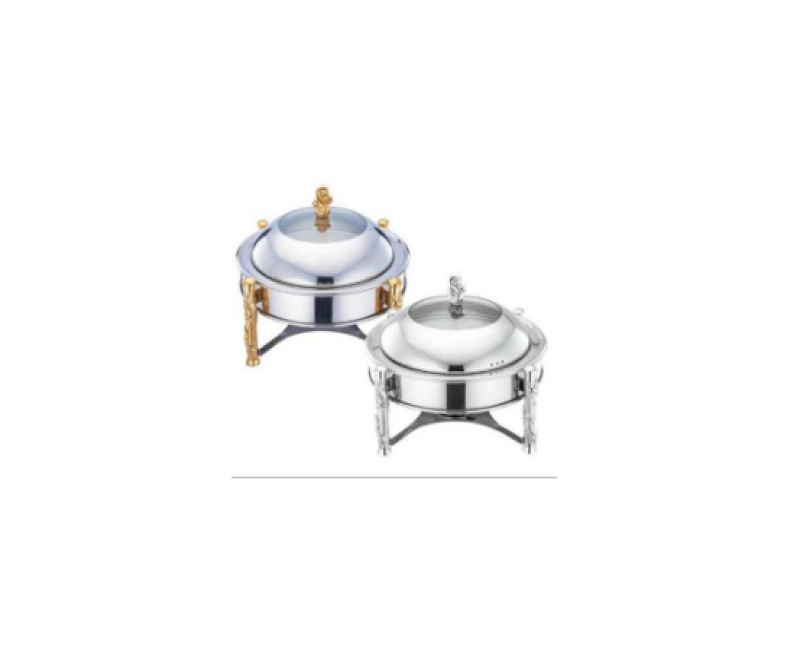 26CM Stainless Steel Small Round Chafing Dish Food Warmer Hot Pot Outdoor Camping Alcohol Stove- Silver