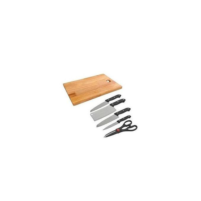 Pack Of Kitchen knives And Chop Board - Silver, Knives May Vary