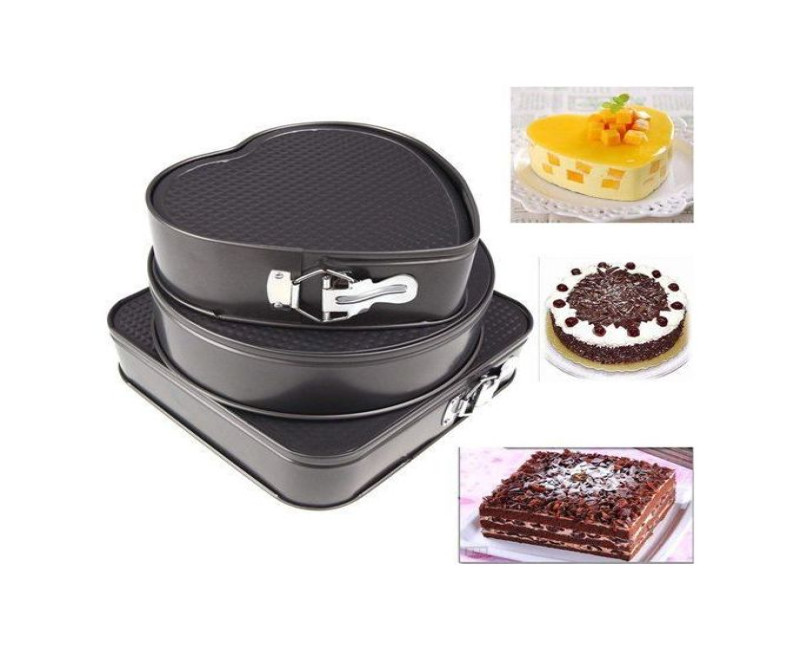 3 Pieces Of Cake Mould Pans - Black.