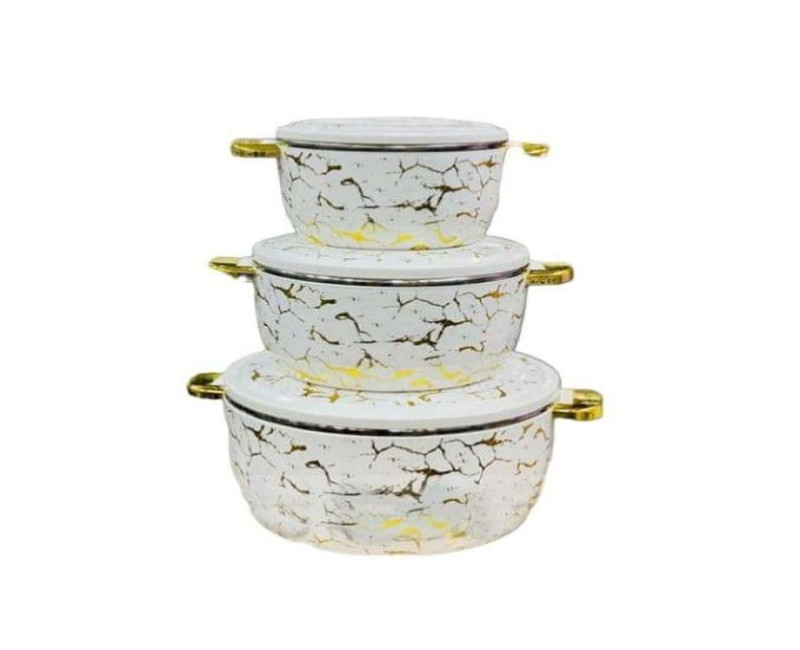 3-Piece Thermal Casserole Dish Set with Lids, Insulated Stainless Steel Container for Hot & Cold Food, Serving Bowl for Buffets Parties-Marble Hot Pots- Multicolor
