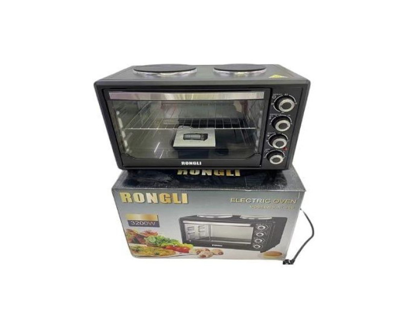 48 Litres Electric Grill Oven Cooker With 2 Hot Plates- Black