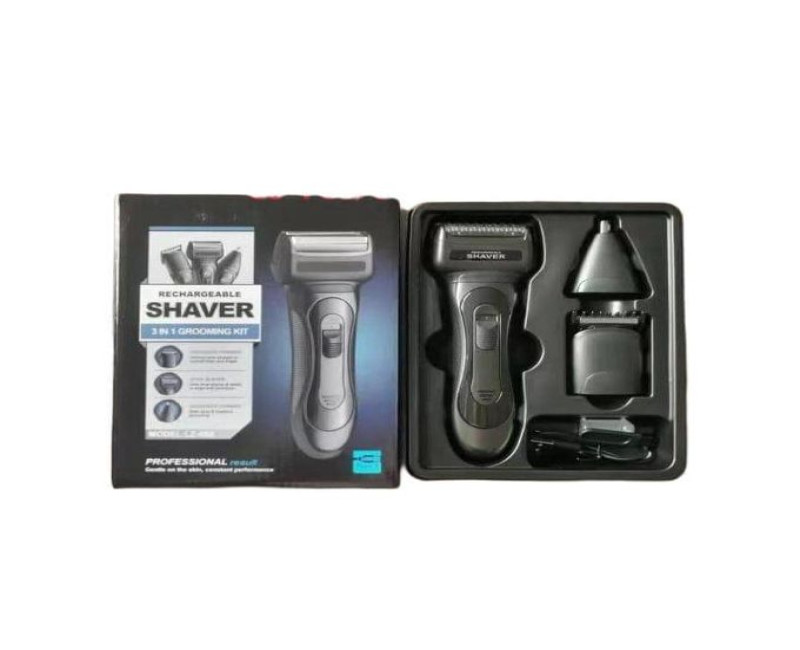 3in1 Rechargeable shaver for men electric shaver beard facial hair trimmer stubble electric razor head shaving machine-Black