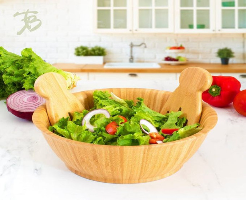26Cm Bamboo Fruit Salad Serving Bowl Dish-Brown. Bamboo