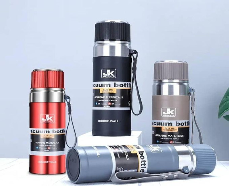 JIAKANG (JK) 1 Piece Of 1000ml Portable Outdoor Water Cup Stainless Steel Vacuum Bottle Themos Flask- Multicolor