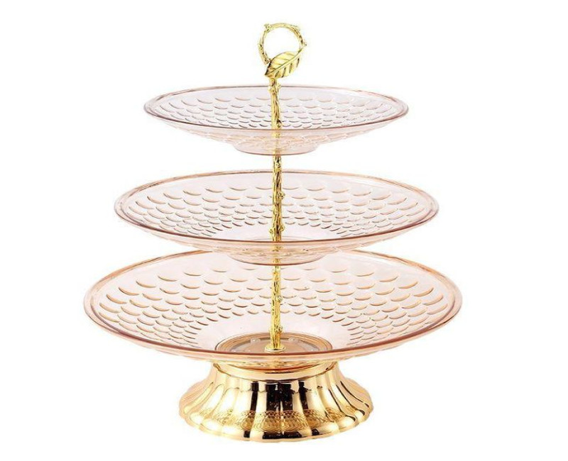 Cake Stand 3 Layer Fruit Tray Living Room Snack Tray Pastry Dessert Storage Tray Rack Home Candy Cake Tray Cake Display Stand Vegetable Basket Perfect For Holding Snacks Cupcakes Organiser Display Centrepiece - Multicolor