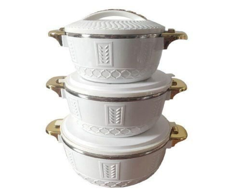 3Pc Food Warmer Dishes Thermal Insulation Hot Pot Casserole Lunch Boxes - Multicolors