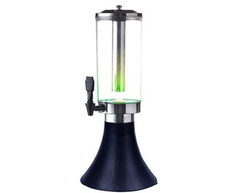 Beer Dispenser Beverage Tower 3L Drinking Water Column with Faucet Level Indicator Beverages Parties Restaurants Bars- Black.