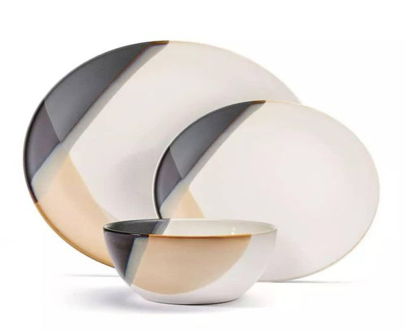 18 Piece Stoneware Partial Dinnerware Sets of 6, Modern Plates and Bowls Sets, Chip and Crack Resistant Dishwasher & Microwave Safe Ceramic Dishes Set, Service For 6 People - Multicolor