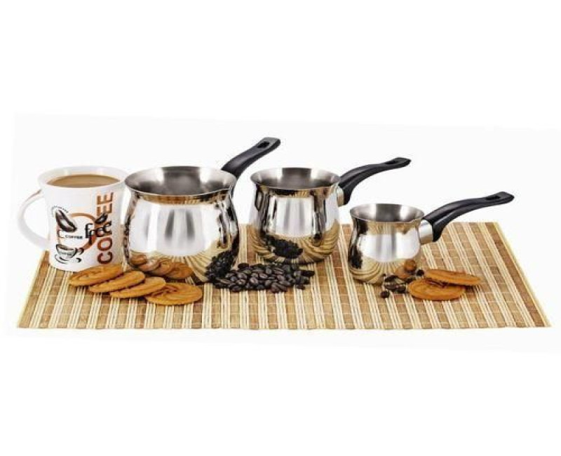 Chef Inox Tea Milk Coffee Warmer Pots Pans Set 3's (250/450/900ml)- Silver
