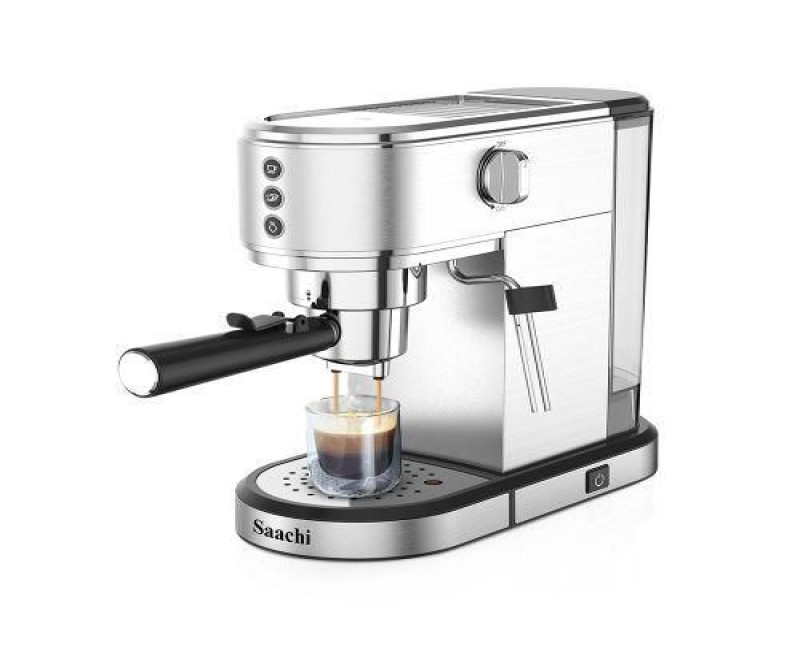 3 In1 20 Bar ULKA Pump 1L 1350 W Electric Espresso Coffee Maker Machine- Silver Saachi