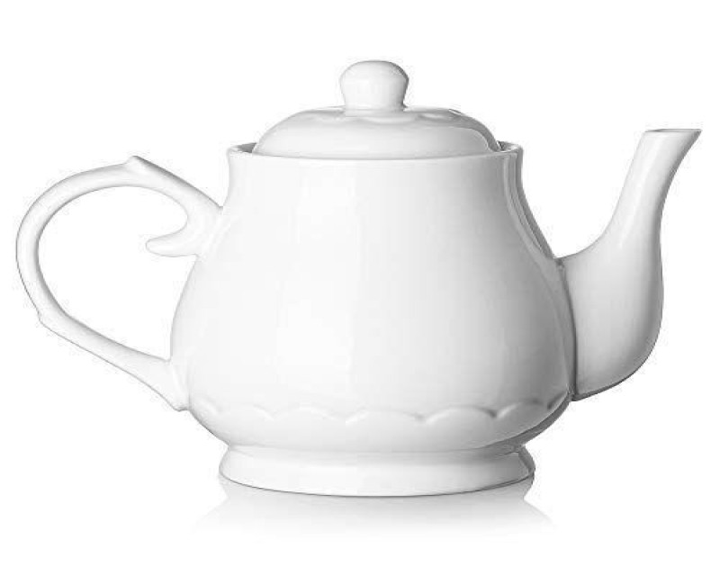Round Ceramic Teapot, 24 Ounces - White Other