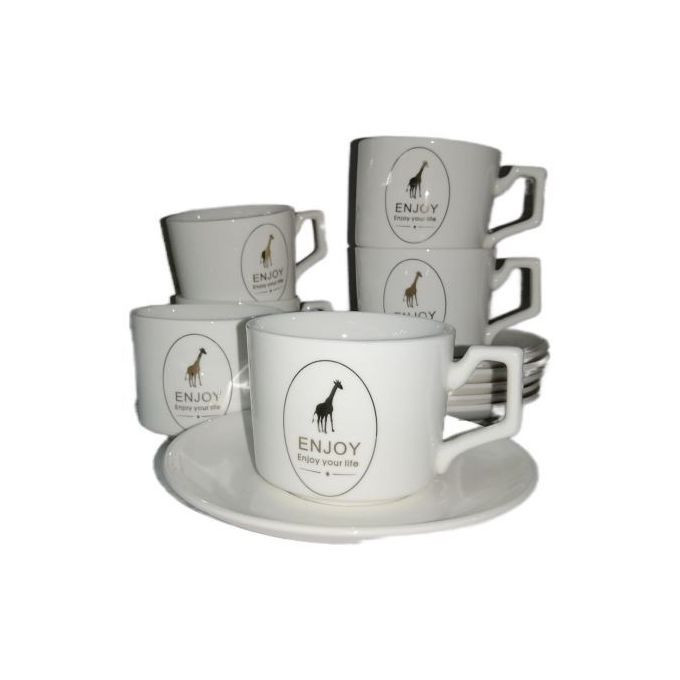 Restaurants And Office 6 Piece Tea Coffee Cups And 6 Saucers -White.