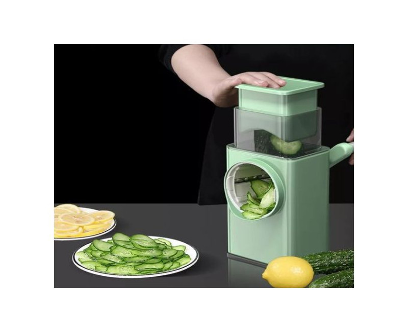 Stainless Steel Multi-function Vegetable Slicer Cutter Rotary Grater Kitchen Mandoline- Green.