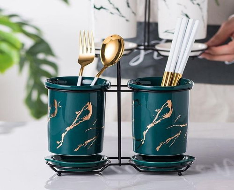 Chopstick Kitchen Rack Ceramic Spoon Cutlery Utensil Holder Tube Basket Drain Rack Kitchen Utensils Spoons Box Mouldproof Kitchen Storage