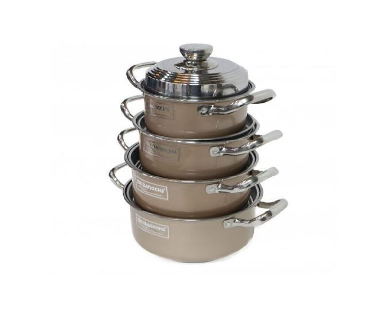 Stainless Steel 8PCS Cookware Saucepan Set- Cream.