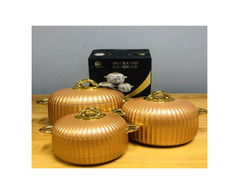 3Pc, 1,2,3.5Litres Food Warmer Dishes Thermal Insulation Hot Pot Casserole Lunch Boxes - Multicolors