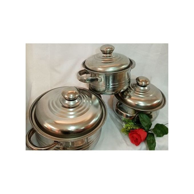 3 Pcs of Stainless Steel Serving Dish - Silver