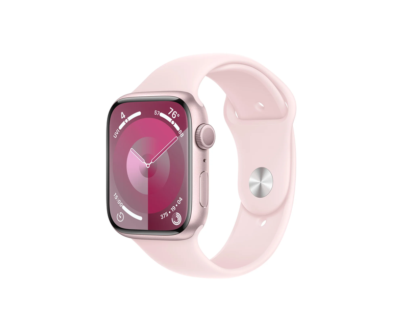 Apple Watch Series 9 45mm Aluminum, 64GB ROM, S9 SiP Chip, Always-On Retina OLED, ECG & Temperature Sensors, Double-Tap Gesture, 18h Battery Life – Pink