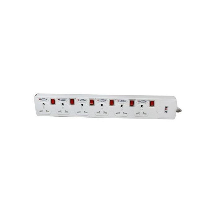 High Grade BORL 6 Ways Heavy Duty Extension Socket - White
