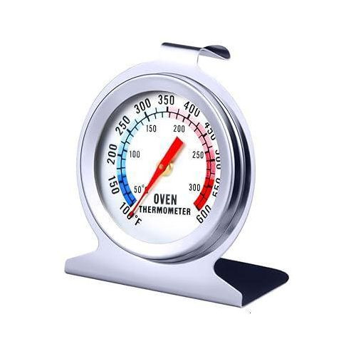 Oven Thermometer - 100-600 Degree F Instant Read Stainless Steel Oven Thermometer, Grill Fry Chef Smoker Monitoring Kitchen Cooking Thermometer- Silver