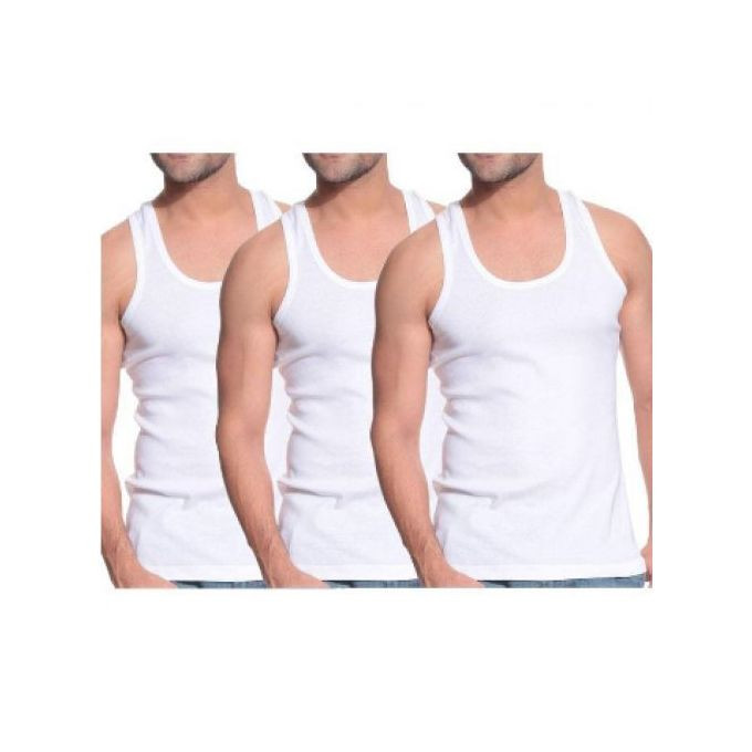 Pack Of 3pcs Of Cotton Vests Size -White